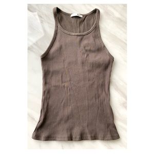 Aritzia Wilfred Free Olive Green Ribbed Tank